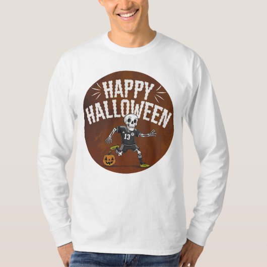 おもしろいハロウィーンスケルトンサッカーTシャツデザイン Tシャツ (正面)