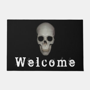 おもしろいハロウィーンデコールヒューマンスカル'Welcome' ドアマット