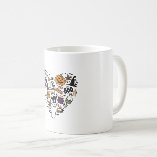 おもしろいハロウィーンデザインハロウィーンハート コーヒーマグカップ (正面右)