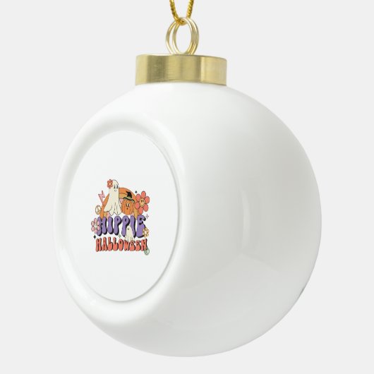 おもしろいハロウィーンデザインヒッパイハロウィーンレトロ セラミックボールオーナメント (右)