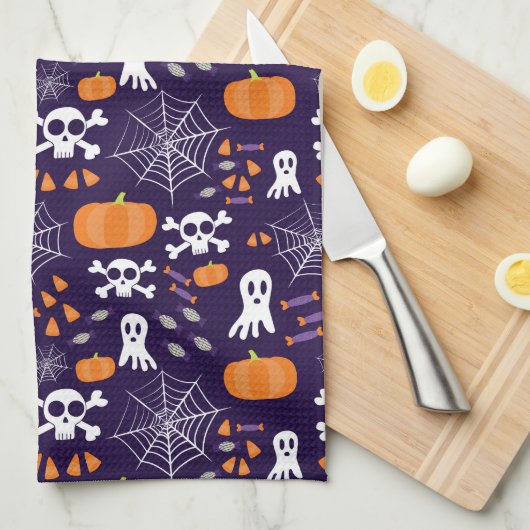 おもしろいハロウィーンパターン キッチンタオル (四つ折り)