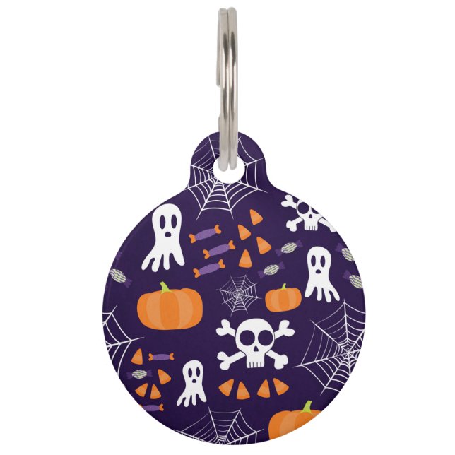おもしろいハロウィーンパターン ペット　ネームタグ (正面)