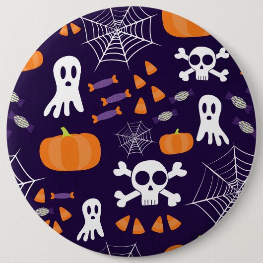 おもしろいハロウィーンパターン 缶バッジ (正面)