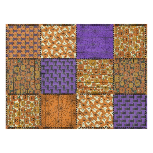 おもしろいハロウィーンパッチワーク画像 テーブルクロス (正面(横))