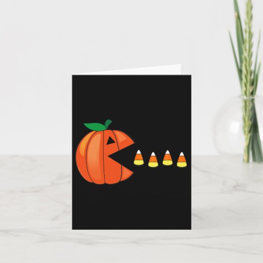 おもしろいハロウィーンパンプキ食べンのキャンディコーン カード (正面)