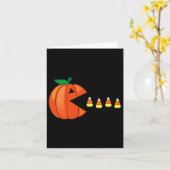 おもしろいハロウィーンパンプキ食べンのキャンディコーン カード (黄色い花)