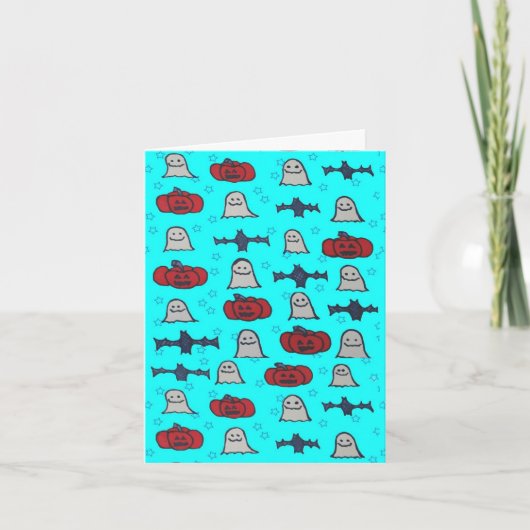 おもしろいハロウィーンプリントオンブルー カード (正面)