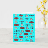 おもしろいハロウィーンプリントオンブルー カード (黄色い花)