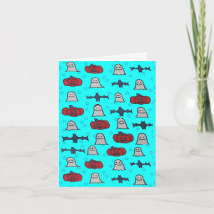 おもしろいハロウィーンプリントオンブルー カード