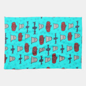 おもしろいハロウィーンプリントオンブルー キッチンタオル (横)