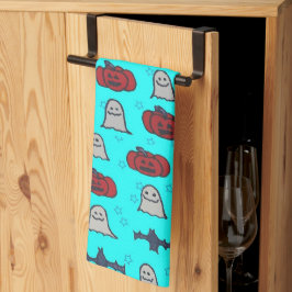 おもしろいハロウィーンプリントオンブルー キッチンタオル