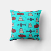 おもしろいハロウィーンプリントオンブルー クッション (裏面)