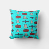 おもしろいハロウィーンプリントオンブルー クッション (正面)