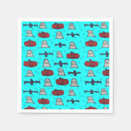 おもしろいハロウィーンプリントオンブルー スタンダードカクテルナプキン