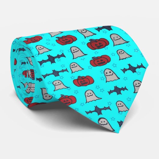 おもしろいハロウィーンプリントオンブルー ネクタイ (ロール)