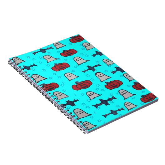 おもしろいハロウィーンプリントオンブルー ノートブック (右側)