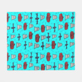 おもしろいハロウィーンプリントオンブルー フリースブランケット (正面(横))