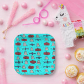 おもしろいハロウィーンプリントオンブルー ペーパープレート (パーティー)