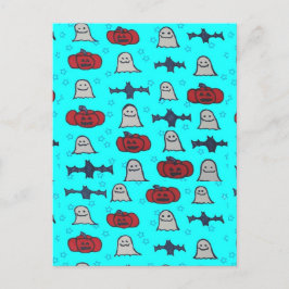 おもしろいハロウィーンプリントオンブルー ポストカード