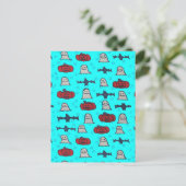 おもしろいハロウィーンプリントオンブルー ポストカード (スタンド正面)