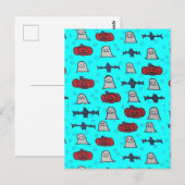 おもしろいハロウィーンプリントオンブルー ポストカード (正面/裏面)