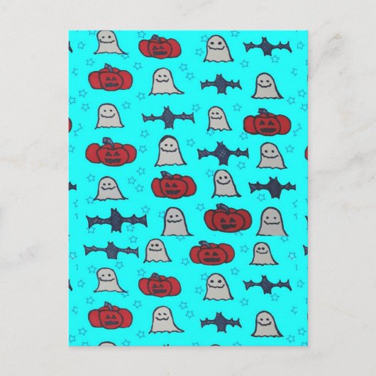 おもしろいハロウィーンプリントオンブルー ポストカード (正面)