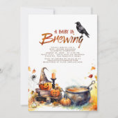 おもしろいハロウィーンベイビーシャワーベビーが醸造している 招待状 (正面)