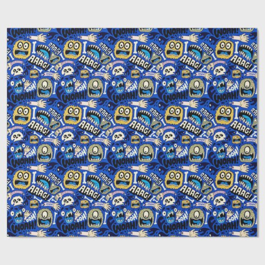 おもしろいハロウィーンモンスターパターン ラッピングペーパー (フラット)