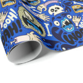 おもしろいハロウィーンモンスターパターン ラッピングペーパー (ロールコーナー)