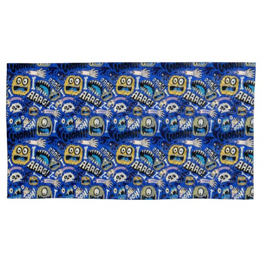 おもしろいハロウィーンモンスターパターン 枕カバー (正面)