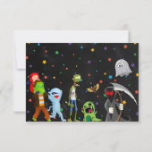 おもしろいハロウィーン子供の誕生日パーティー写真 サンキューカード (裏面)