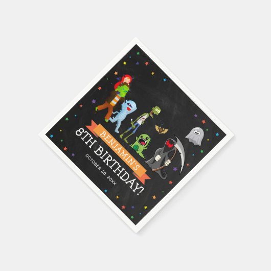 おもしろいハロウィーン子供の誕生日パーティー スタンダードカクテルナプキン (角)