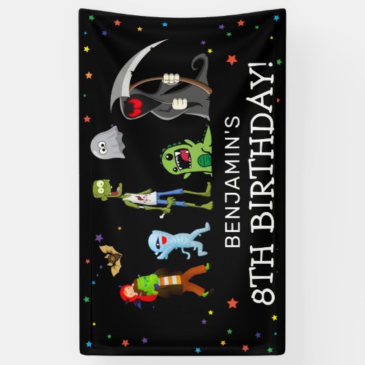 おもしろいハロウィーン子供の誕生日パーティー 横断幕 (縦)