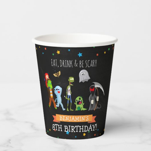 おもしろいハロウィーン子供の誕生日パーティー 紙コップ (正面)