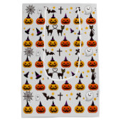 おもしろいハロウィーン幽霊ブラックキャットオレンジジャックオールタンタン ミディアムペーパーバッグ (裏面)