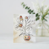 おもしろいハロウィーン幽霊&カボチャプリント，不気味な季節 シーズンカード (スタンド正面)