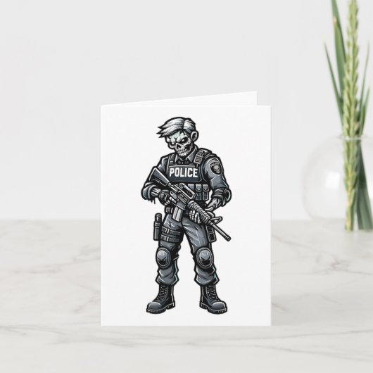 おもしろいハロウィーン戦術的ゾンビ不気味な警察署 カード (正面)