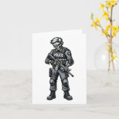 おもしろいハロウィーン戦術的ゾンビ不気味な警察署 カード (黄色い花)