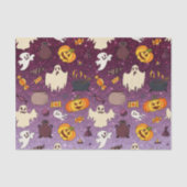 おもしろいハロウィーン金ゴールドグリッター幽霊たち紫パターン 薄葉紙 (正面)