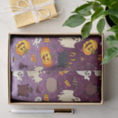 おもしろいハロウィーン金ゴールドグリッター幽霊たち紫パターン 薄葉紙 (ギフト)