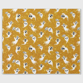おもしろいハロウィーン金ゴールドグリッター幽霊たち ラッピングペーパー (フラット)