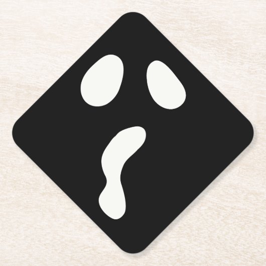 おもしろいハロウィーン顔幽霊怖いパーティー ペーパーコースター (正面)