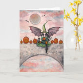 おもしろいハロウィーン魔女キャットカード カード (黄色い花)