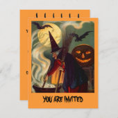 おもしろいハロウィーン·ウィッチ招待状~カスタマイズエズト! 招待状 (正面/裏面)