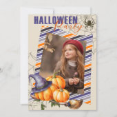 おもしろいハローウィンパーティベージュ招待状（写真あり） 招待状 (正面)