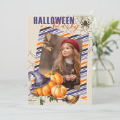おもしろいハローウィンパーティベージュ招待状（写真あり） 招待状 (スタンド正面)