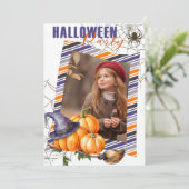 おもしろいハローウィンパーティホワイト招待状と写真 招待状 (スタンド正面)