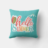 おもしろいハローサマー海ビーチテーマブルー クッション (裏面)