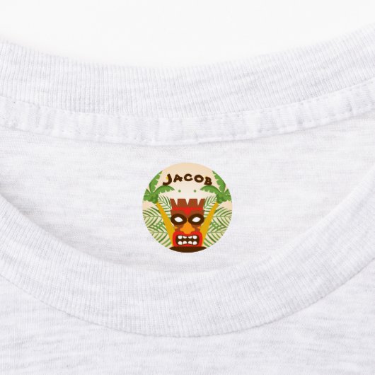 おもしろいハワイアンティキネームレトロアイランドビーブキッズ ラベル (貼付)