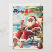 おもしろいハワイビーチクリスマスフォト シーズンカード (正面)